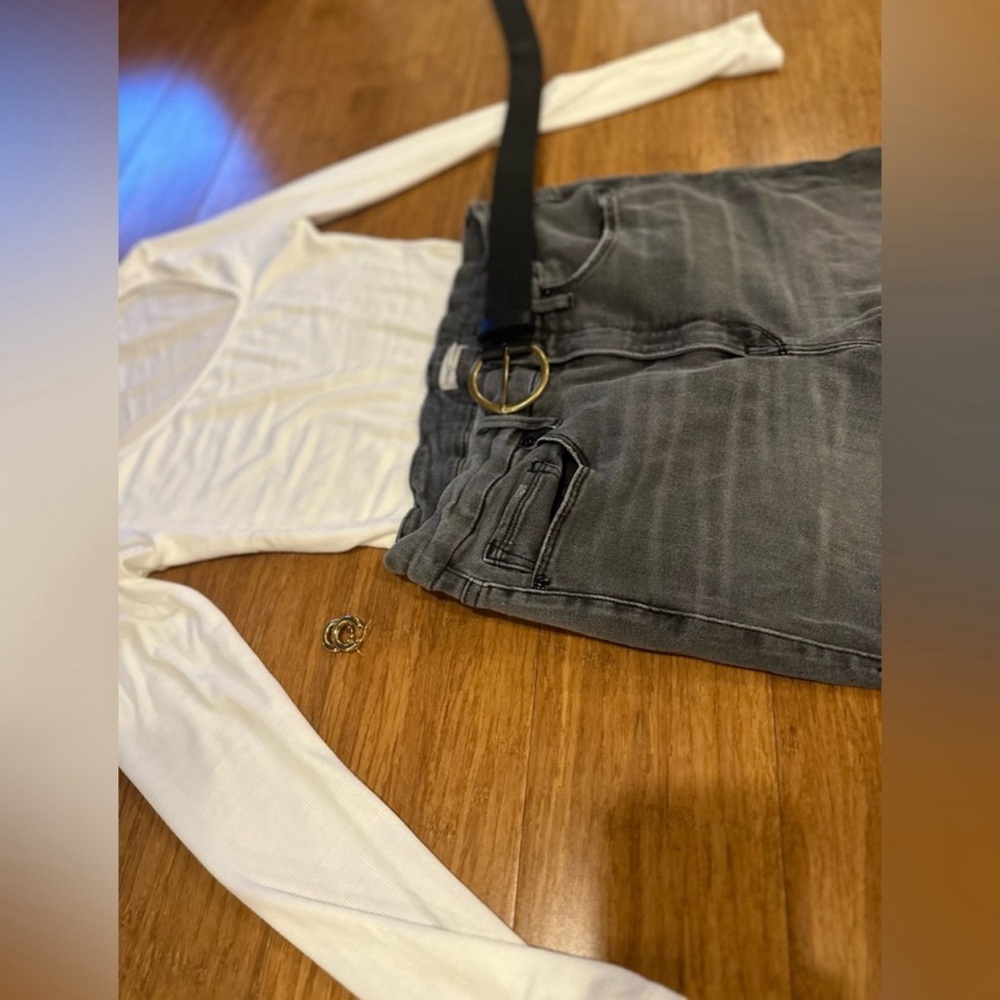 Asymmetrical Premium Micro Ribbed Modal Square Neck Long Sleeve Bodysuit NWOT - Picture 2 of 15